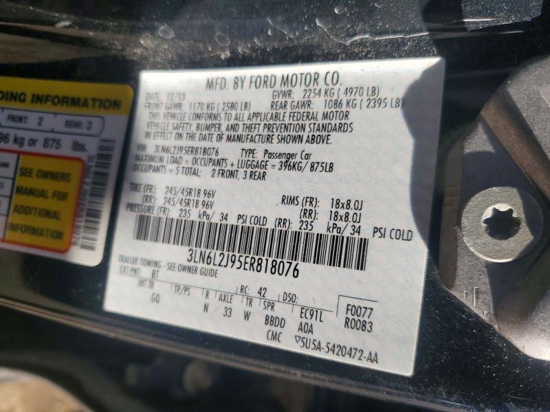 Продажа на аукционе авто 2014 Lincoln Mkz, vin: 3LN6L2J95ER818076, номер лота: 72159916