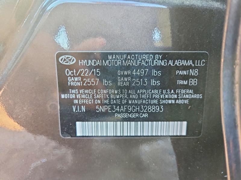 Продажа на аукционе авто 2016 Hyundai Sonata, vin: 5NPE34AF9GH328893, номер лота: 72046346