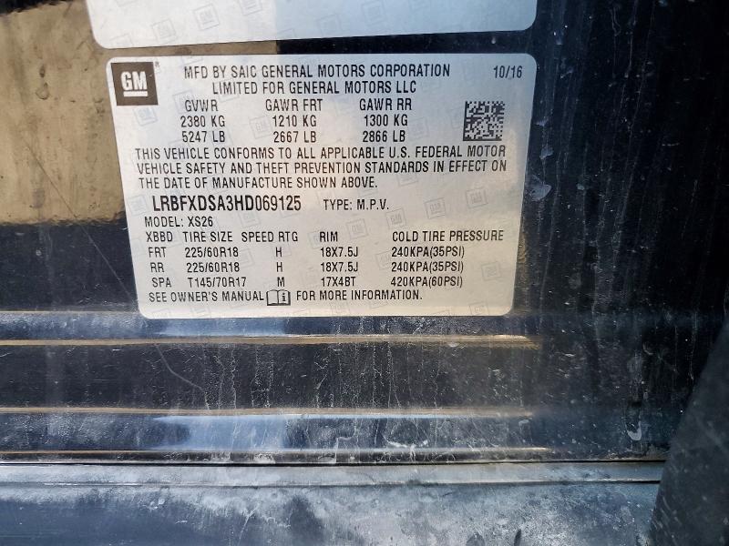 Продаж на аукціоні авто 2017 Buick Envision, vin: LRBFXDSA3HD069125, номер лоту: 71755436