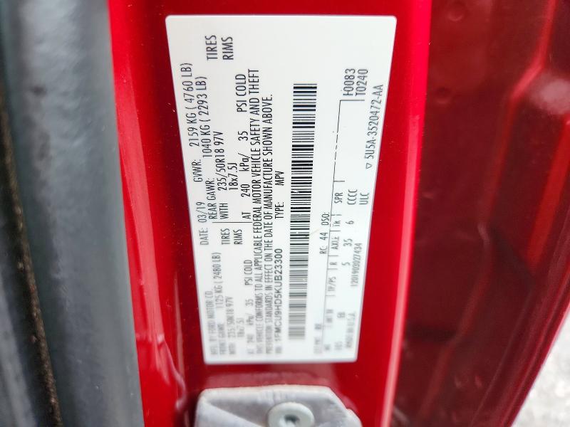 Продаж на аукціоні авто 2019 Ford Escape, vin: 1FMCU9HD5KUB23300, номер лоту: 71586986