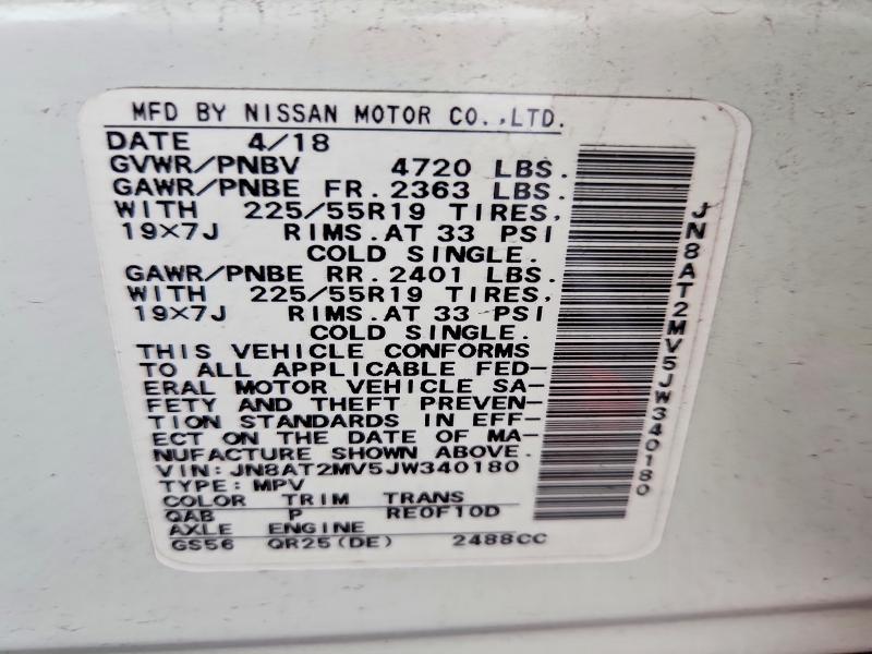 Aukcja sprzedaży 2018 Nissan Rogue, vin: JN8AT2MV5JW340180, numer aukcji: 71927356