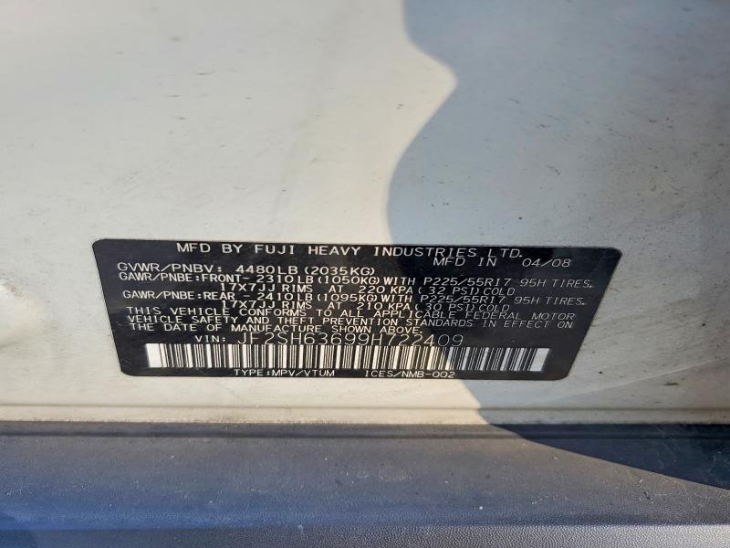 71764346 :رقم المزاد ، JF2SH63699H722409 vin ، 2009 Subaru Forester مزاد بيع