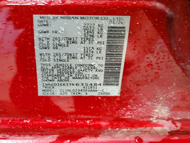 71587906 :رقم المزاد ، 1N6ED1EK1TN635484 vin ، 2026 Nissan Frontier مزاد بيع