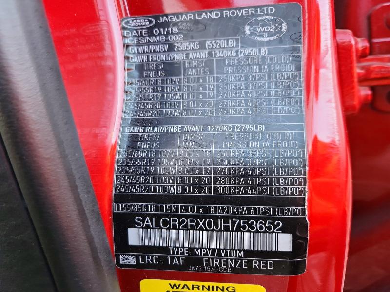 Aukcja sprzedaży 2018 Land Rover Discovery Sport, vin: SALCR2RX0JH753652, numer aukcji: 73916376