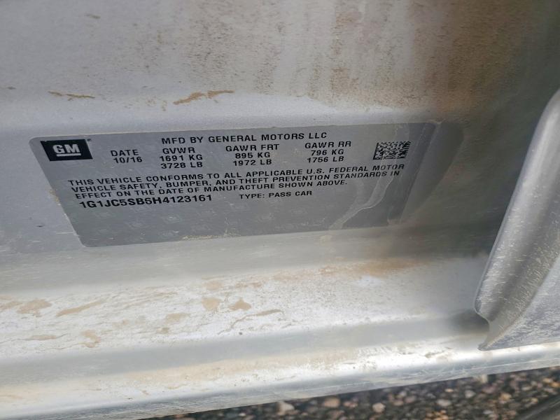 Aukcja sprzedaży 2017 Chevrolet Sonic, vin: 1G1JC5SB6H4123161, numer aukcji: 71418136