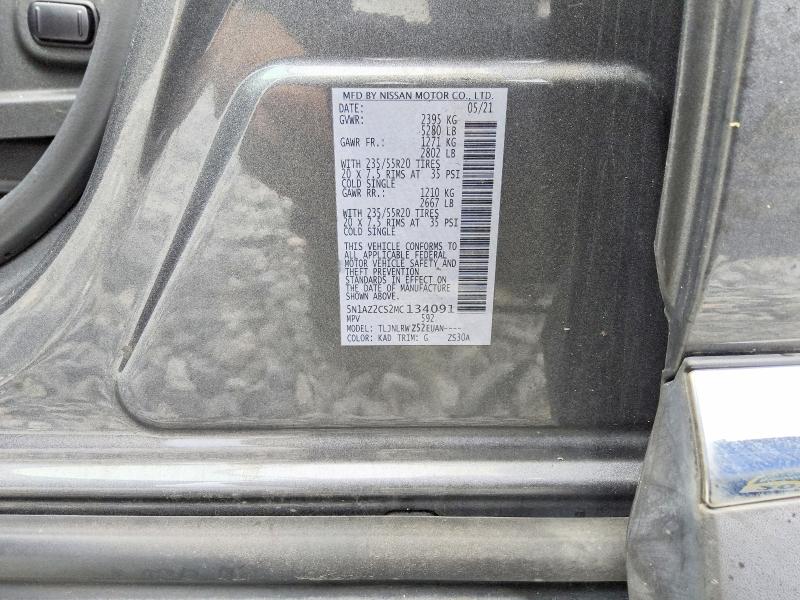 2021 Nissan Murano მანქანა იყიდება აუქციონზე, vin: 5N1AZ2CS2MC134091, აუქციონის ნომერი: 70808206