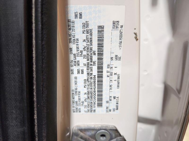 Aukcja sprzedaży 2017 Ford Escape, vin: 1FMCU0GD8HUA99354, numer aukcji: 72133896