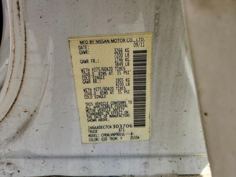 Aukcja sprzedaży 2012 Nissan Titan, vin: 1N6AA0EC7CN303706, numer aukcji: 71647786