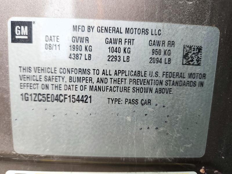 Продаж на аукціоні авто 2012 Chevrolet Malibu, vin: 1G1ZC5E04CF154421, номер лоту: 72311876