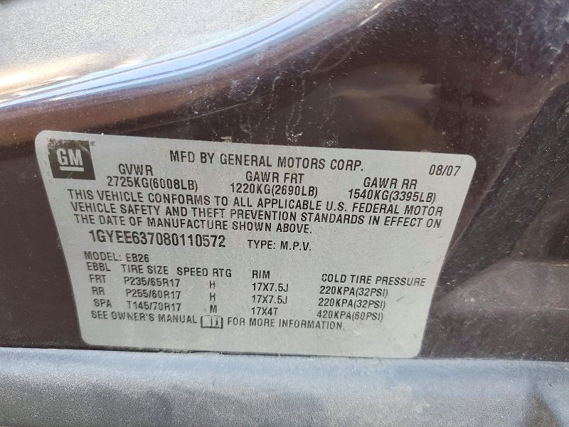 Aukcja sprzedaży 2008 Cadillac Srx, vin: 1GYEE637080110572, numer aukcji: 72620066