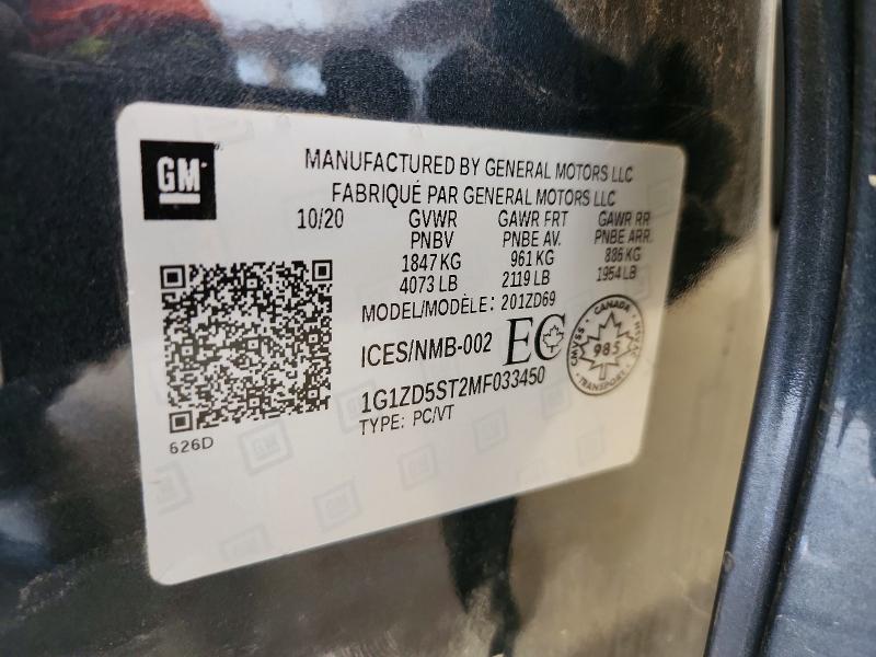 Продаж на аукціоні авто 2021 Chevrolet Malibu, vin: 1G1ZD5ST2MF033450, номер лоту: 69816806