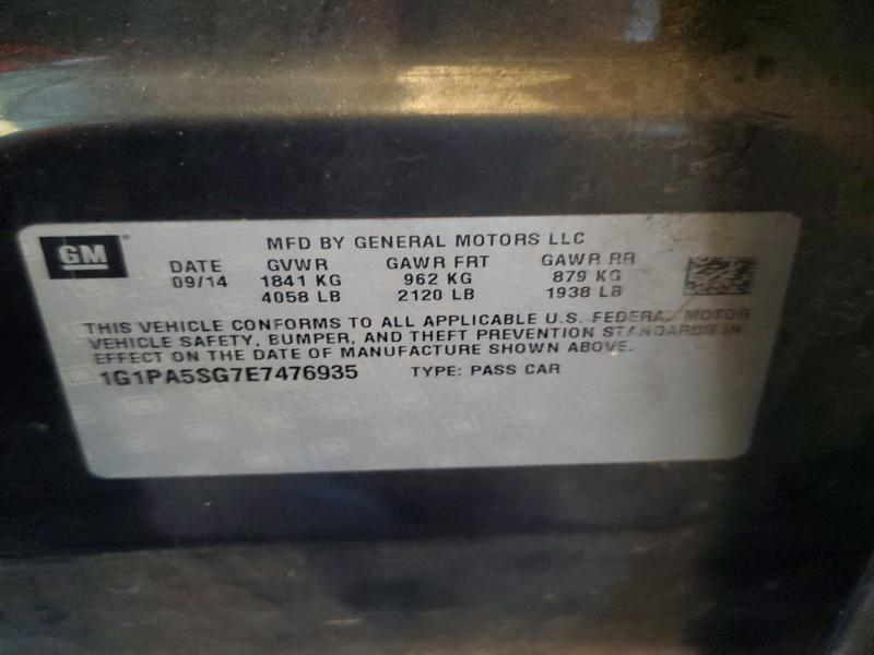 71716766 :رقم المزاد ، 1G1PA5SG7E7476935 vin ، 2014 Chevrolet Cruze مزاد بيع