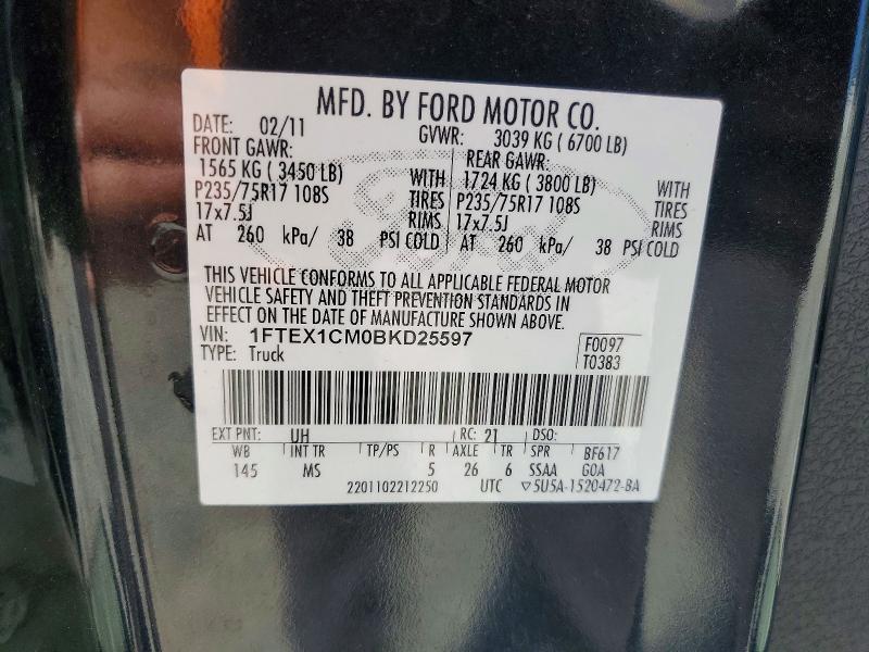 Продажа на аукционе авто 2011 Ford F150, vin: 1FTEX1CM0BKD25597, номер лота: 71845326