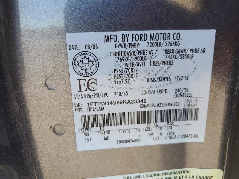 Aukcja sprzedaży 2009 Ford F150, vin: 1FTPW14V69KA23342, numer aukcji: 72997156