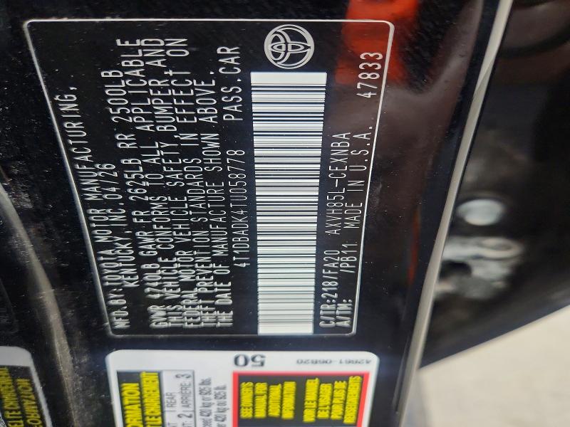 2026 Toyota Camry მანქანა იყიდება აუქციონზე, vin: 4T1DBADK4TU058778, აუქციონის ნომერი: 71459856