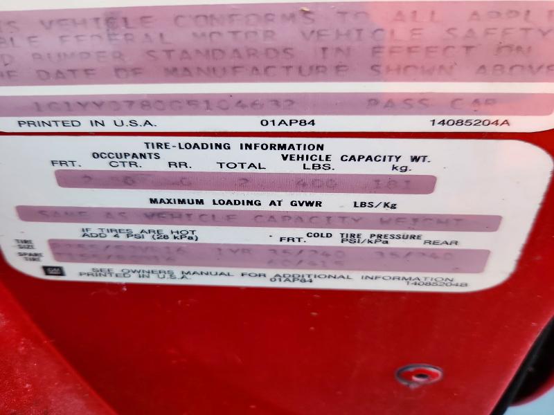 Продаж на аукціоні авто 1986 Chevrolet Corvette, vin: 1G1YY0780G5104632, номер лоту: 72510946
