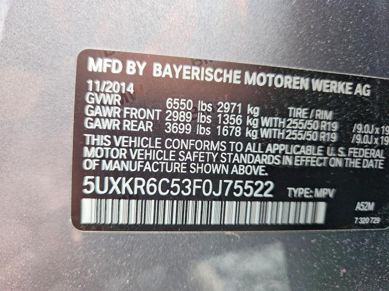 70314166 :رقم المزاد ، 5UXKR6C53F0J75522 vin ، 2015 Bmw X5 مزاد بيع