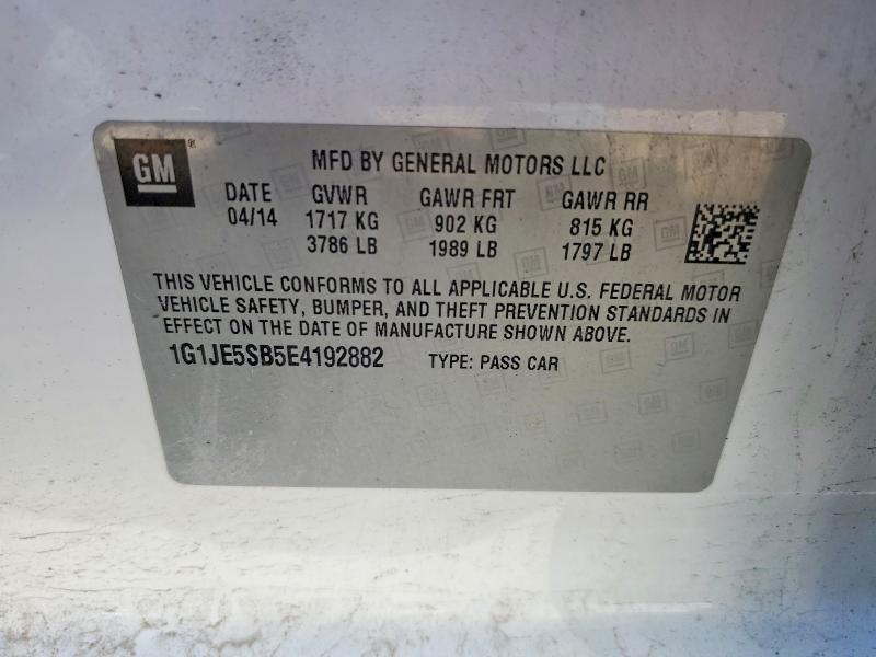 Aukcja sprzedaży 2014 Chevrolet Sonic, vin: 1G1JE5SB5E4192882, numer aukcji: 70776076