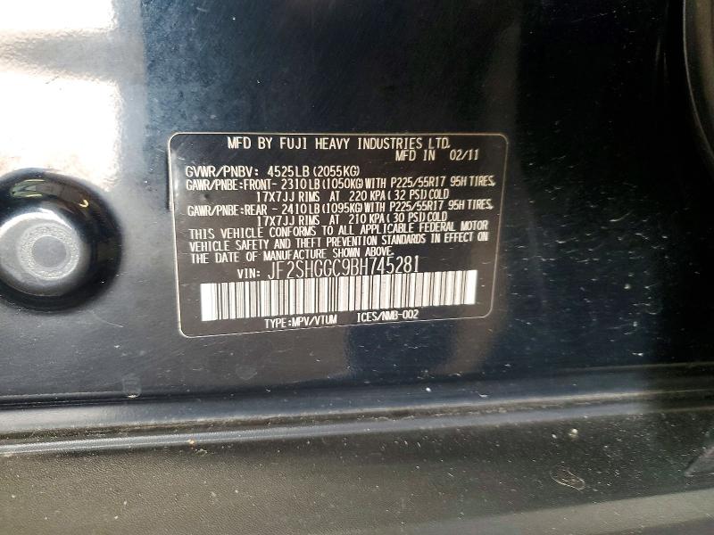 2011 Subaru Forester მანქანა იყიდება აუქციონზე, vin: JF2SHGGC9BH745281, აუქციონის ნომერი: 72229136