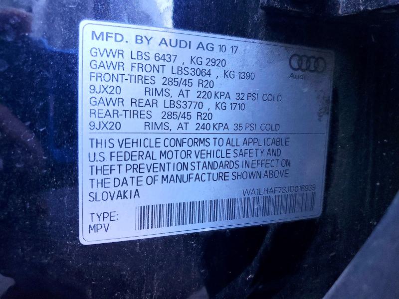 Продажа на аукционе авто 2018 Audi Q7, vin: WA1LHAF73JD016939, номер лота: 71632476