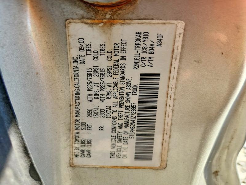 70599456 :رقم المزاد ، 5TEPM62N41Z729957 vin ، 2001 Toyota Tacoma مزاد بيع