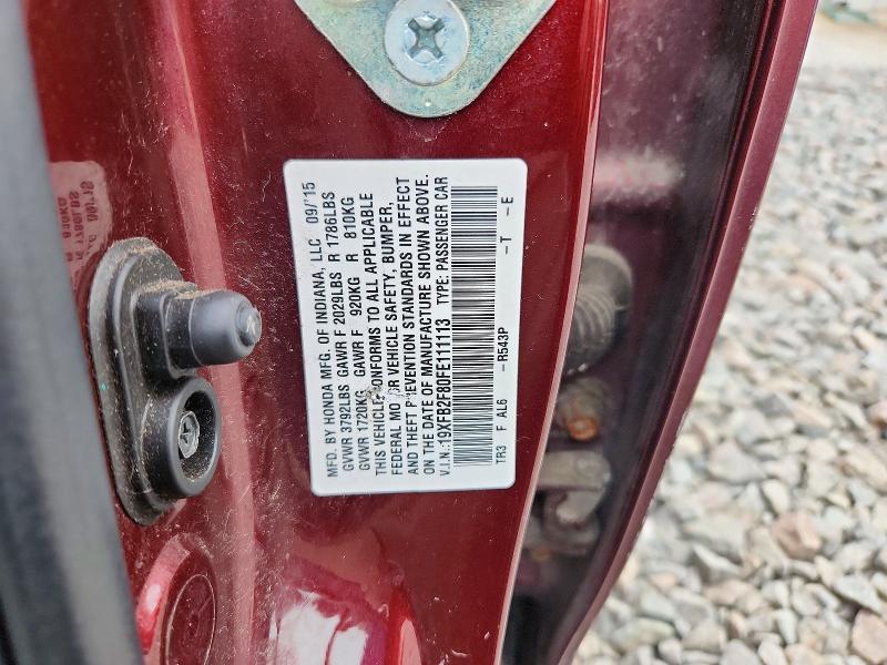 Продажа на аукционе авто 2015 Honda Civic, vin: 19XFB2F80FE111113, номер лота: 72151596