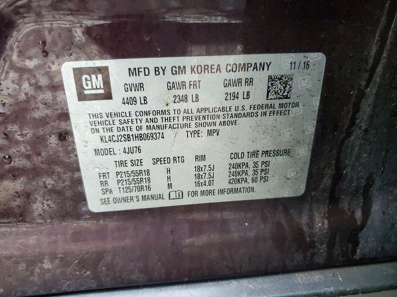 Продажа на аукционе авто 2017 Buick Encore, vin: KL4CJ2SB1HB069374, номер лота: 72990876