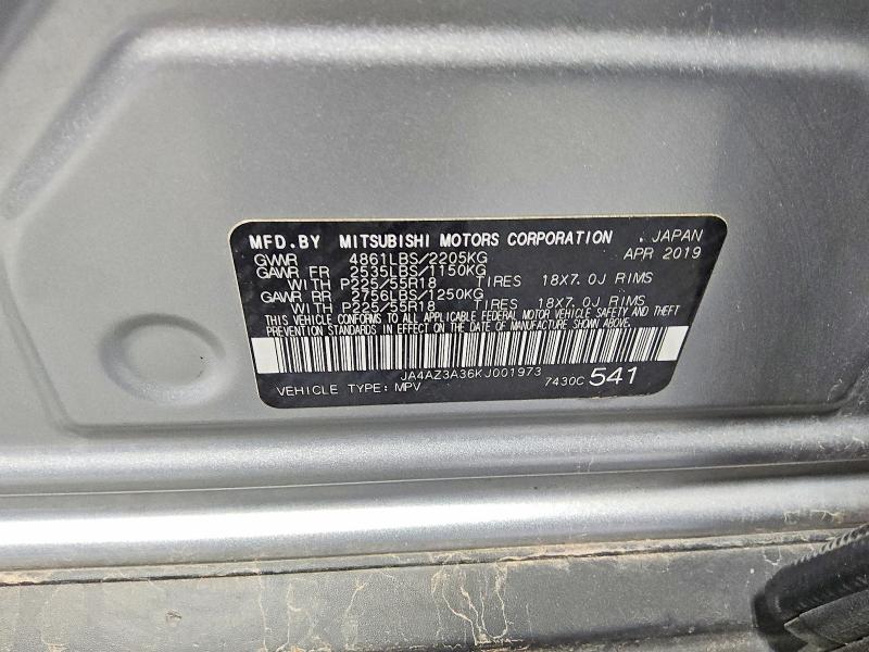 Продаж на аукціоні авто 2019 Mitsubishi Outlander, vin: JA4AZ3A36KJ001973, номер лоту: 67864186