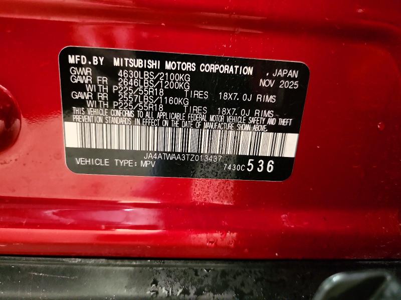 2026 Mitsubishi Eclipse Cross მანქანა იყიდება აუქციონზე, vin: JA4ATWAA3TZ013437, აუქციონის ნომერი: 72916626