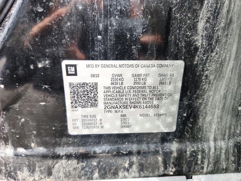 72360156 :رقم المزاد ، 2GNAXSEV4K6144653 vin ، 2019 Chevrolet Equinox مزاد بيع