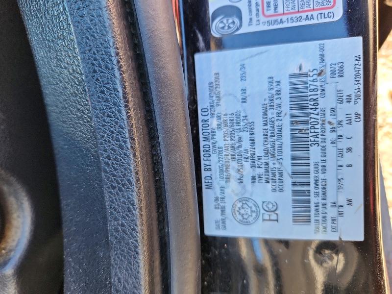 Aukcja sprzedaży 2006 Ford Fusion, vin: 3FAFP07Z46R187655, numer aukcji: 73120346