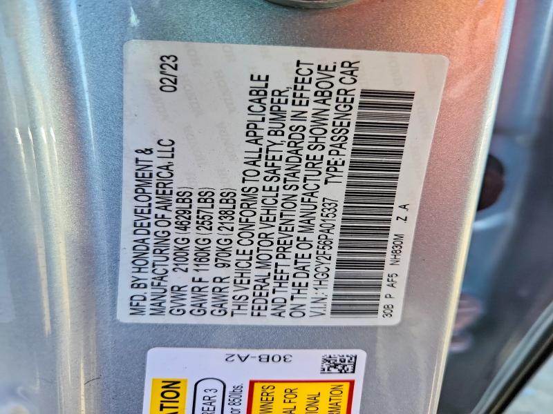 Aukcja sprzedaży 2023 Honda Accord, vin: 1HGCY2F56PA015337, numer aukcji: 70667156