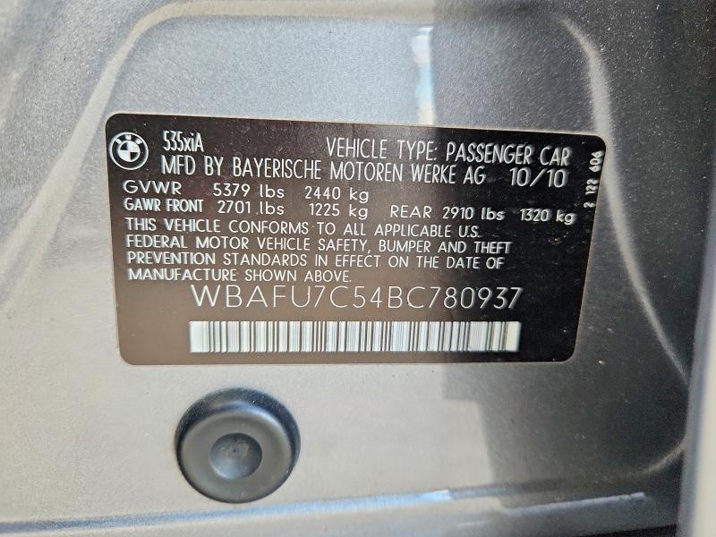 Продаж на аукціоні авто 2011 Bmw 535, vin: WBAFU7C54BC780937, номер лоту: 70346386