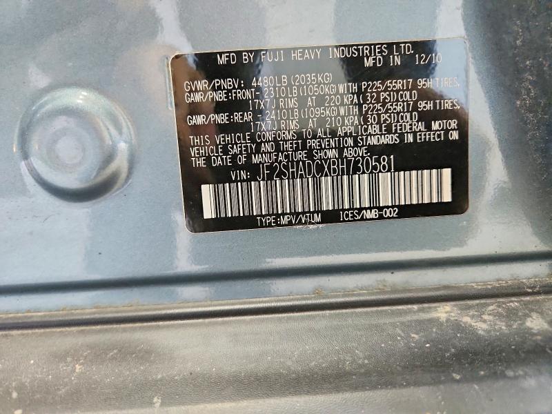 2011 Subaru Forester მანქანა იყიდება აუქციონზე, vin: JF2SHADCXBH730581, აუქციონის ნომერი: 70985946