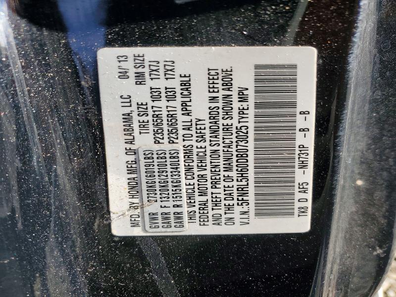 Aukcja sprzedaży 2013 Honda Odyssey, vin: 5FNRL5H60DB073025, numer aukcji: 71037706