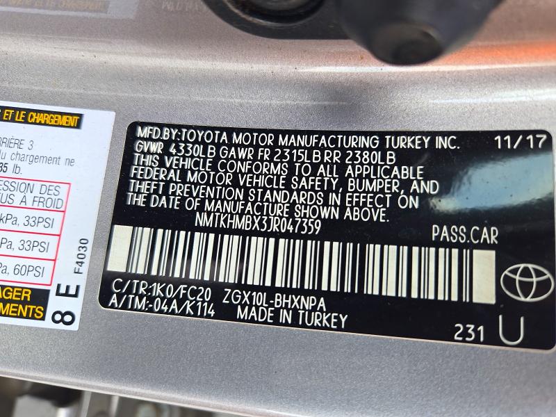 Aukcja sprzedaży 2018 Toyota C-hr, vin: NMTKHMBX3JR047359, numer aukcji: 72388286