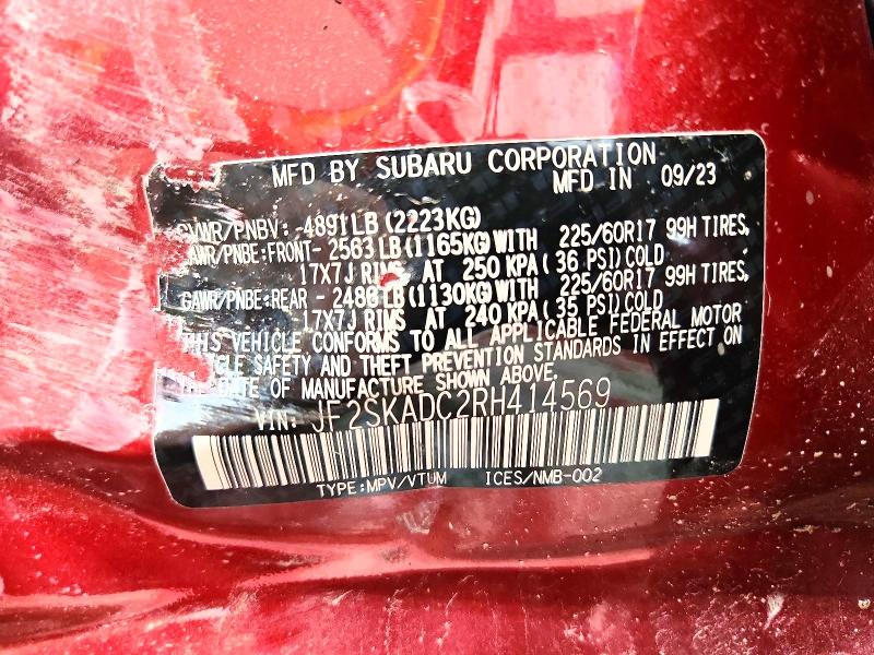 Продаж на аукціоні авто 2024 Subaru Forester, vin: JF2SKADC2RH414569, номер лоту: 71214806