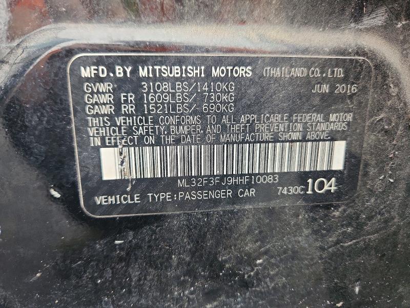 Продаж на аукціоні авто 2017 Mitsubishi Mirage, vin: ML32F3FJ9HHF10083, номер лоту: 70981036