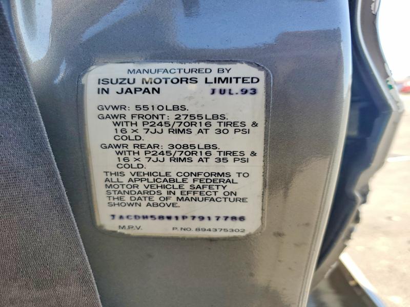 Продажа на аукционе авто 1993 Isuzu Trooper, vin: JACDH58W1P7917786, номер лота: 71587916