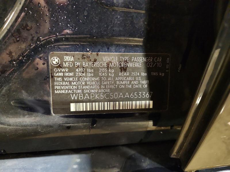 72021446 :رقم المزاد ، WBAPK5C50AA653367 vin ، 2010 Bmw 328 مزاد بيع