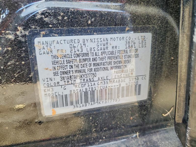 Auction sale of the 2019 Nissan Sentra, vin: 3N1AB7AP9KY377750, lot number: 71593446