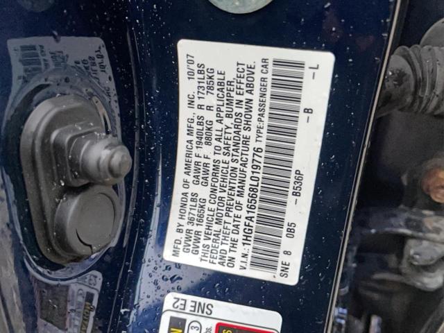 2008 Honda Civic მანქანა იყიდება აუქციონზე, vin: 1HGFA16568L019776, აუქციონის ნომერი: 71682086