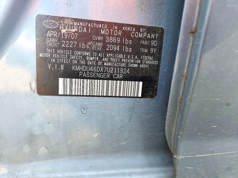Aukcja sprzedaży 2007 Hyundai Elantra, vin: KMHDU46DX7U211924, numer aukcji: 73433996