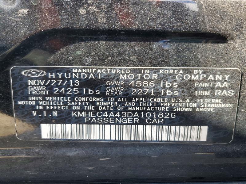 2013 Hyundai Sonata მანქანა იყიდება აუქციონზე, vin: KMHEC4A43DA101826, აუქციონის ნომერი: 72376276