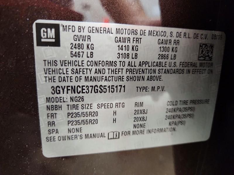 Aukcja sprzedaży 2016 Cadillac Srx, vin: 3GYFNCE37GS515171, numer aukcji: 70380566
