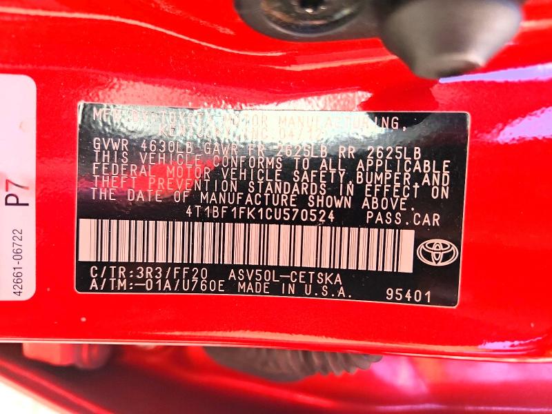 Продаж на аукціоні авто 2012 Toyota Camry, vin: 4T1BF1FK1CU570524, номер лоту: 71861776