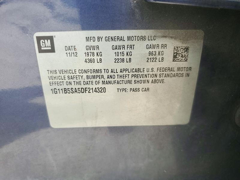 Aukcja sprzedaży 2013 Chevrolet Malibu, vin: 1G11B5SA5DF214320, numer aukcji: 71949476