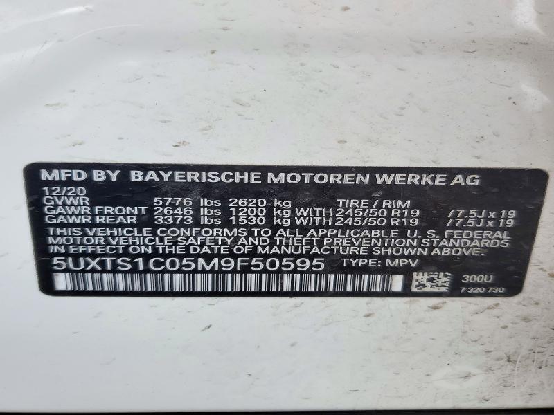 Aukcja sprzedaży 2021 Bmw X3, vin: 5UXTS1C05M9F50595, numer aukcji: 72752956