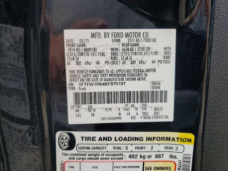 Продажа на аукционе авто 2011 Ford F150, vin: 1FTFW1R64BFB76197, номер лота: 70321516