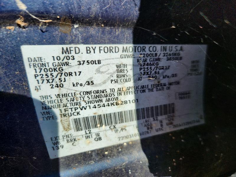 Продаж на аукціоні авто 2004 Ford F150, vin: 1FTPW14544KB28101, номер лоту: 71499126